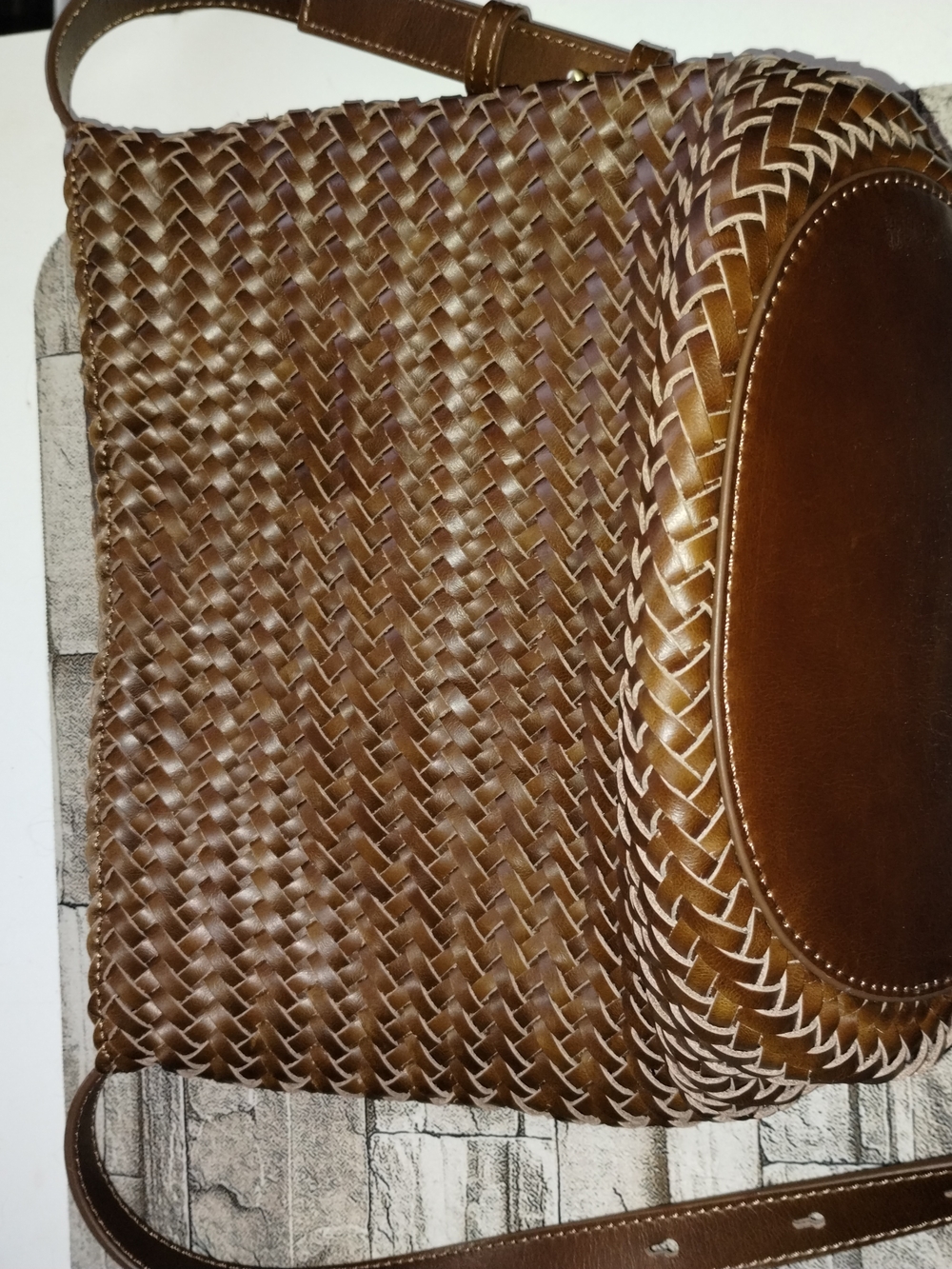 Andar The June Woven Brown Leather Crossbody Bag